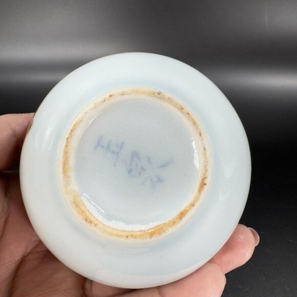 Vintage Hand Made Oriental Pottery Bud Vase Vessel Artist Marked Porcelain VTG - Picture 7 of 16